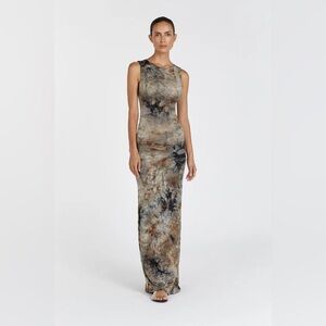 DISSH Sawyer Taupe Tie-Dye Midi Dress (XS)